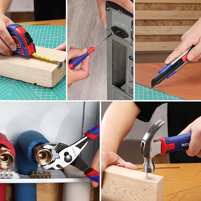 WORKPRO Home Tool Kit with 3.7V Rotatable Electric Screwdriver, 18PCS General Household Tool Kit with Toolbox, Rechargeable Electric Screwdriver Kit, Basic Portable Tool Set for Dorm, Garage, DIY