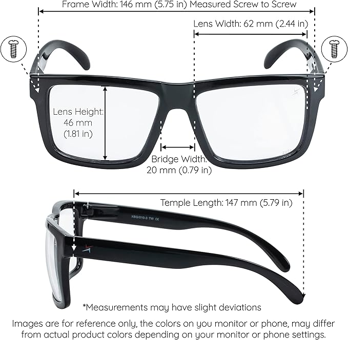 X Power ANSI Z87+ Extra Large Weekenders Safety Sunglasses Impact Resistant Polycarbonate Lens & Frame (Made In Taiwan)