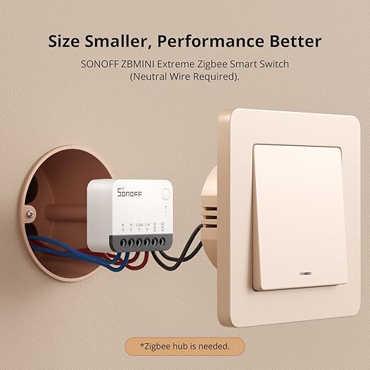 SONOFF ZigBee Smart Light Switch, SONOFF Zigbee Hub Required, Interruptor Inteligente Voice Control with Alexa & Google Home, Neutral Line Required Smart Home Device, Zigbee Switch ZBMINIR2