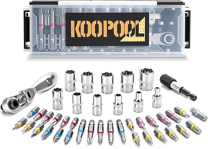 1/4" Socket Set, 43pcs Mini Ratchet Set, Metric Socket Wrench Set with S2 Bits, Small Ratchet, Compact Mechanic Tool Set for Car, Home & DIY Repairs(43pcs)