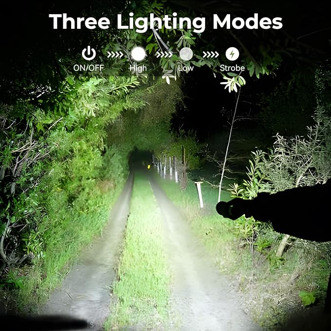 Alicegirl Rechargeable 99000 High Lumens LED Flashlights 2 Pack, Super Bright Flashlight with 3 Modes, IPX6 Waterproof, Powerful Handheld Flash Light for Home Camping Emergency (Black)