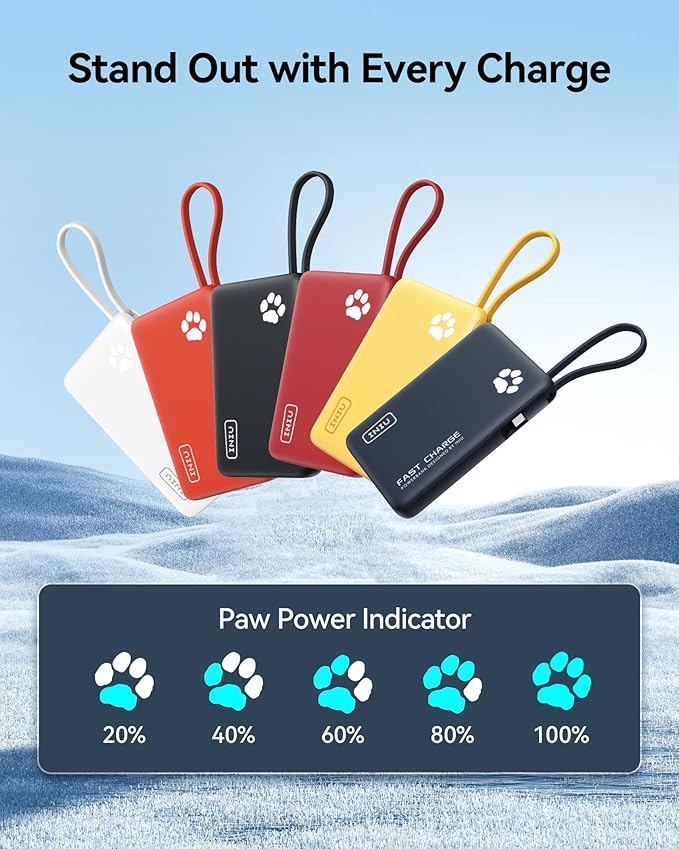 INIU 45W Portable Charger, 10000mAh Built-in USB C Cable Fast Charging Power Bank, Small Type C Battery Pack, Powerbank for iPhone 16 15 14 13, iPad, Samsung S25 S24 etc. Travel Camping Essentials