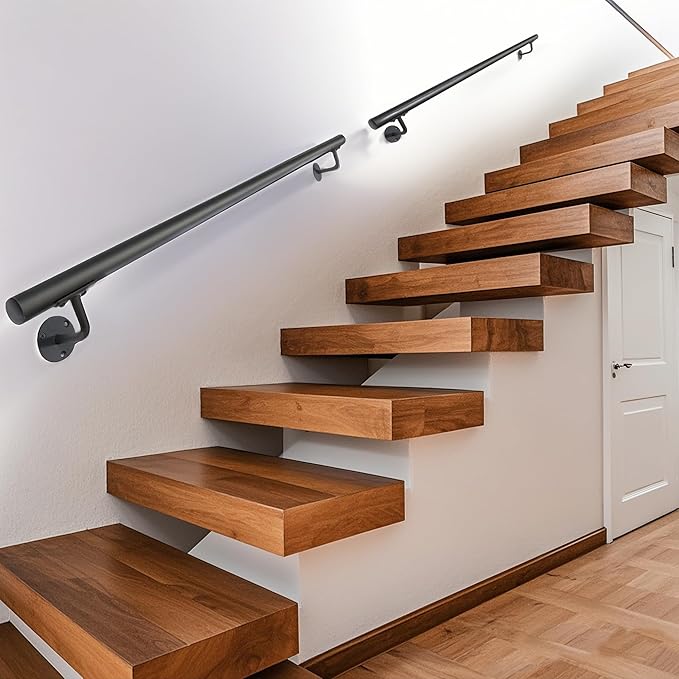 36 Inch No-Slip Black Stair Railing Indoor - 3 FT Inside Staircase Handrail, Outdoor Steps Hand Rails, Deck Banister Rail, Safety Grab Bar for Eldely
