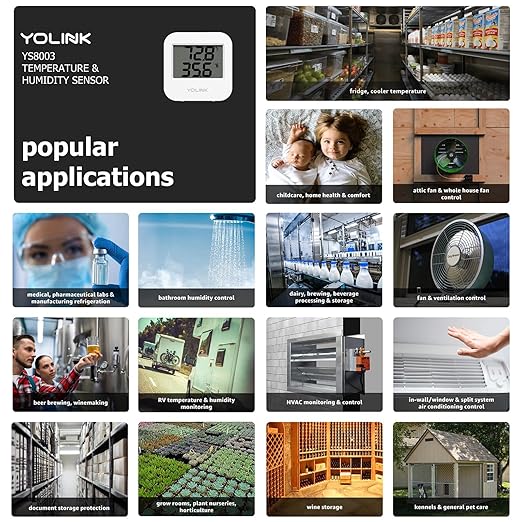 Smart Wireless Temperature Sensor/Humidity Sensor Wide Range (-22 to 158 Degrees) for Fridge Monitoring Pet Cage/Tank Monitoring, Smartphone Alerts, Compatible with Alexa IFTTT - Hub Included