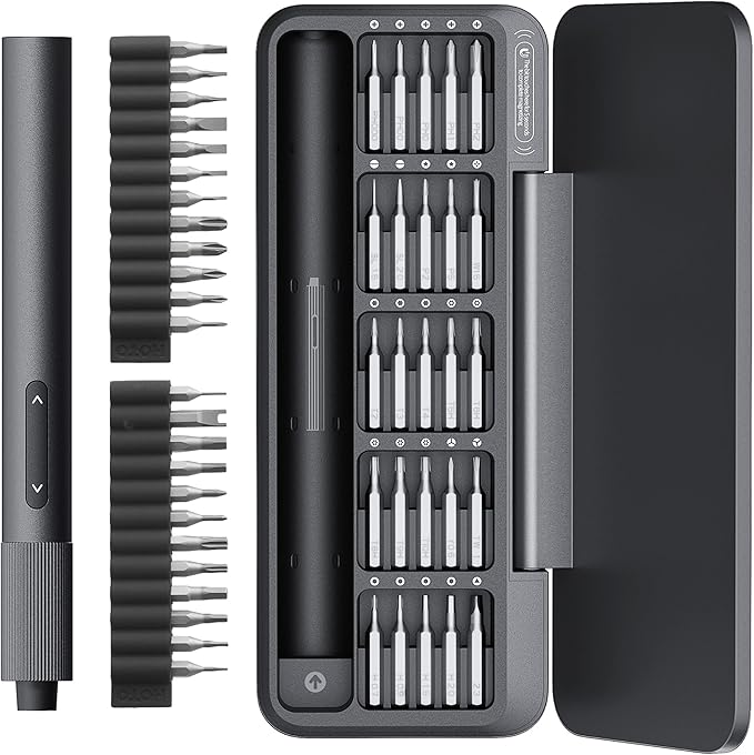HOTO 25+24 Extra S2 Steel Bits Electric Precision Screwdriver Set, Magnetic Storage, Max. 3 N.M, USB-C Rechargeable, Mini Electric Screwdriver for Phone, Laptop, Camera Repair