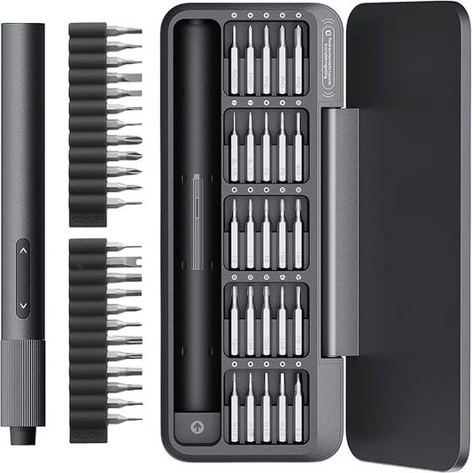 HOTO 25+24 Extra S2 Steel Bits Electric Precision Screwdriver Set, Magnetic Storage, Max. 3 N.M, USB-C Rechargeable, Mini Electric Screwdriver for Phone, Laptop, Camera Repair