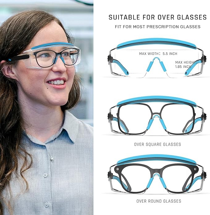 Anti Fog Safety Glasses Safety Goggles Over Glasses Protective Glasses with Anti Scratch Lenses Adjustable