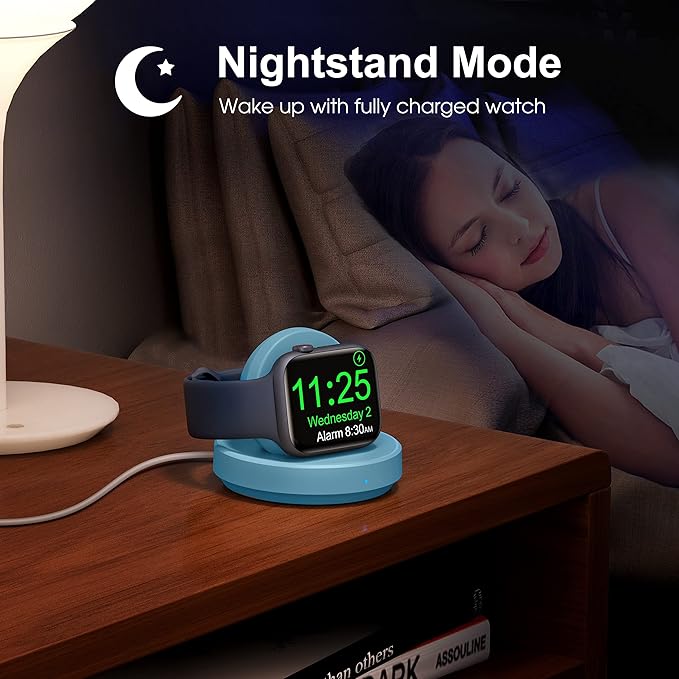 Portable Magnetic Charging Dock for Apple Watch, Wireless Fast Watch Charger Stand with Charging Cable,Support Nightstand Mode,Compatible with Apple Watch 10 9 8 7 SE 6 5 4 3 2/Ultra 2-Sky Blue