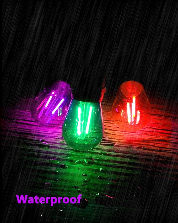 Purple Light Bulb and Orange Light Bulb, 24 Pack S14 LED Bulbs, Shatterproof 2 Watt Replacement Bulbs for Outdoor String Light, Decorative E26 Base Filament Halloween Light, 120V