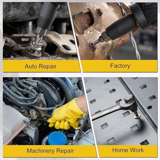 Topec Easy Out Screw Extractor Set 13-Piece, Multi-Spline Easy Out Bolt Extractor Kit, CR-MO Steel Hex Head Remover for Stripped, Broken, Rounded, Rusted Bolts, Screws and Nuts