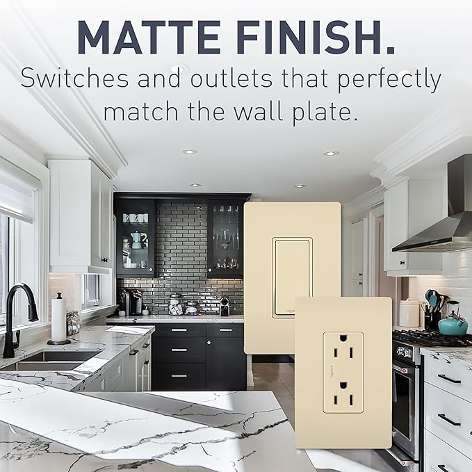 Legrand radiant 1597I3PKCC4 15 Amp GFCI Self Test Decorator Duplex Outlet, Ivory (3 Pack)