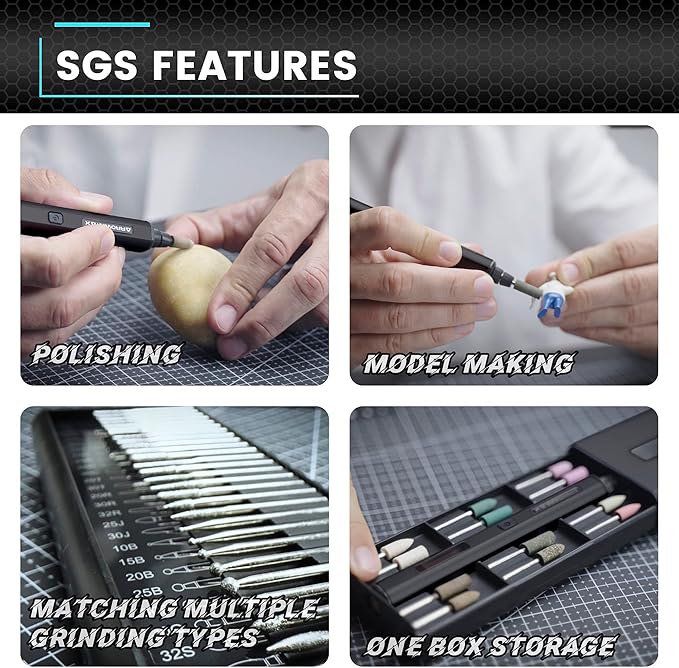 AM ARROWMAX Mini Electric Engraving Pen, 36 Bits With Aluminum Case, Bluetooth, APP, Cordless Mini Rotary Tool, Engraving Pen for Metal, Wood, Glass and Plastic, (SGS MINI) Black