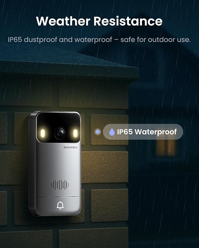 SwitchBot Doorbell Camera, No Subscription, Includes Monitor, Battery Powered, Head-to-Toe View, 2K Video, 2-Way Audio, Motion Detection, Wireless Intercom System, Compatible with Alexa&Google Home