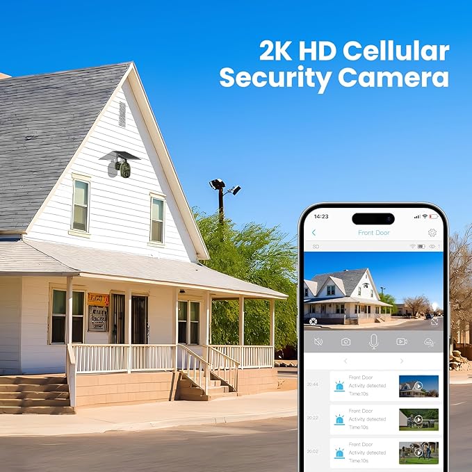 SOLIOM S600 4G LTE Cellular Security Cameras Wireless Outdoor, Solar Security Camera with Pan Tilt 360°View, 2K Full Color Night Vision, Unlimited Data Plan, PIR Motion Sensor, 2 Way Talk, Camo