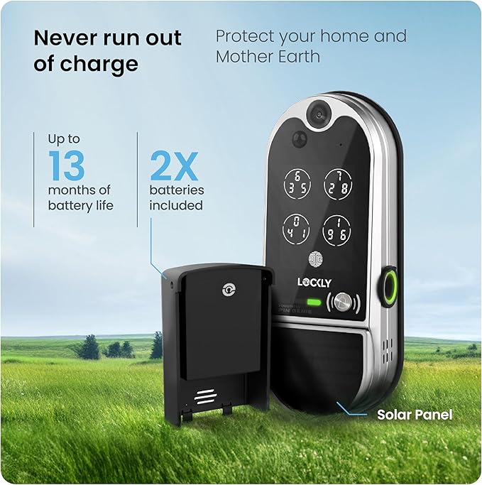 Lockly Vision Elite Video Smart Lock with Camera, Smart Wi-Fi Deadbolt for Front Door, PIN Genie® Keypad, Fingerprint Door Lock, Motion Sensor, App Remote Control, 2 Way Audio Doorbell, No Monthly Fee