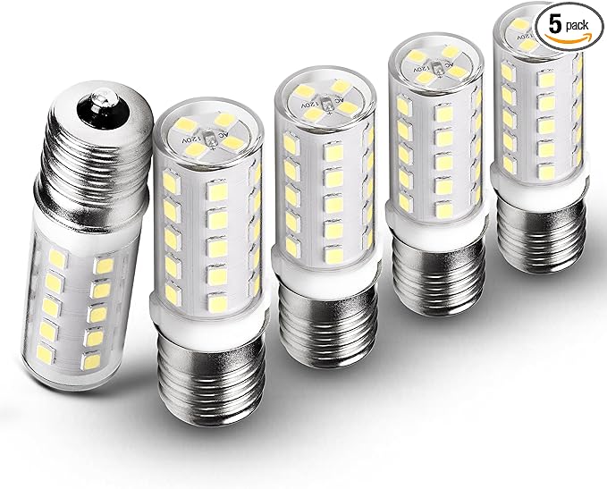 E17 Stovetop Microwave Light Bulbs 4 Watt Equivalent 40 Watt 6000K Daylight White 120V LED Intermediate Base Light Bulb for Pendant Chandelier Ceiling Fan Range Hood,Non-Dimmable,450lm,5 Pack