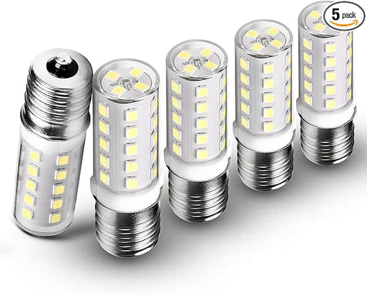 E17 Stovetop Microwave Light Bulbs 4 Watt Equivalent 40 Watt 6000K Daylight White 120V LED Intermediate Base Light Bulb for Pendant Chandelier Ceiling Fan Range Hood,Non-Dimmable,450lm,5 Pack