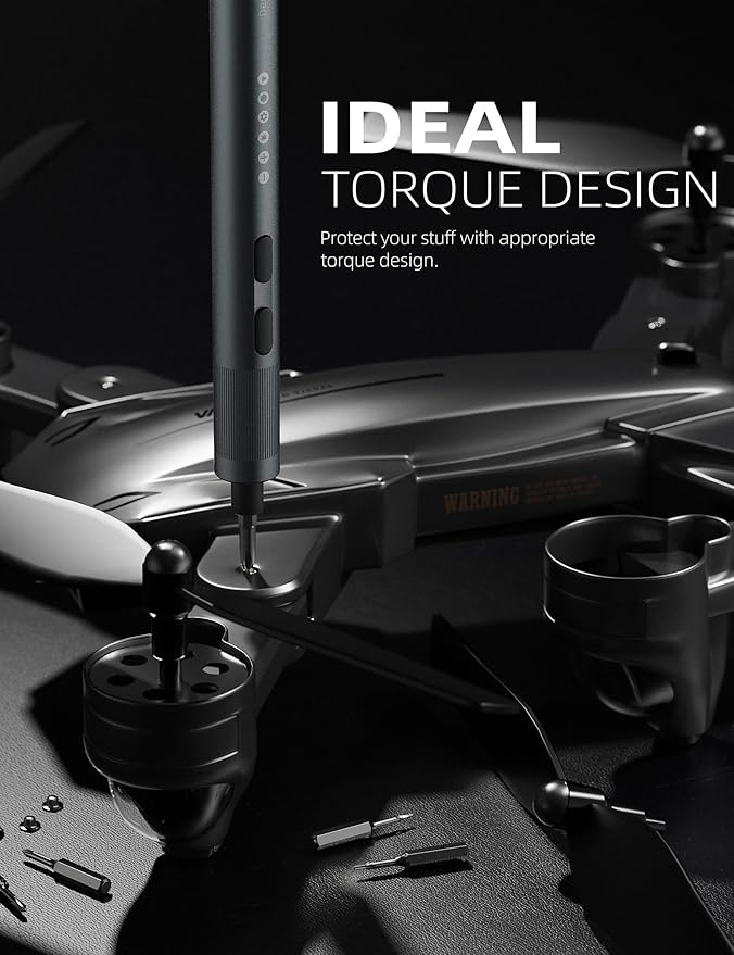 Mini Electric Screwdriver Set, 37 Self-Magnetic Bits, Dual Mode Electric/Manual, 3.7V Rechargeable, Max 3 N.m Torque, Clip Storage Case, Repair Tool for Phone Laptop Camera Watch Computer- Grey