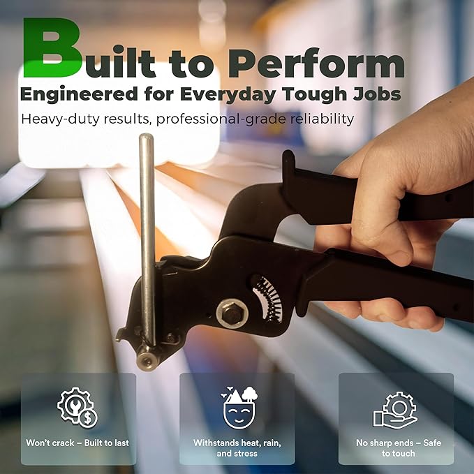 Metal Zip Ties Tool Stainless Steel Cable Tie Gun Kit with Stainless Zip Ties Metal & Cable Tie Buckle – Heavy Duty Tool for Securing Cables, Fencing, Exhaust Wrap, and More