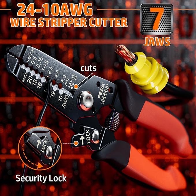 PEBA Crimping Tool Kit, Waterproof Automotive Electrical Wire Connector 1/2/3/4/5/6-Pin, Ratchet Crimper Tool AWG 22-14 for Waterproof Automotive Connectors, with Wire Stripper, Pin Removal Tool