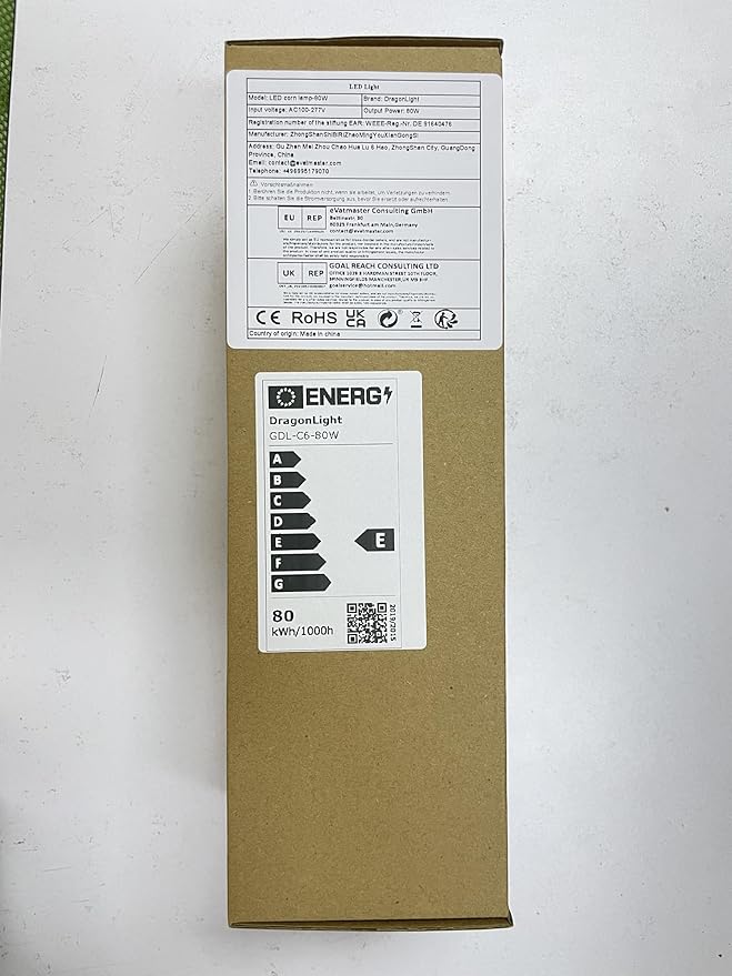 DragonLight 80W Commercial Grade Corn LED Light Bulb(600 Watt Equivalent) E26/E39 Large Mogul Base LED Lamp 5000K Daylight 9,600LM for High Bay Area Lightingea Lighting