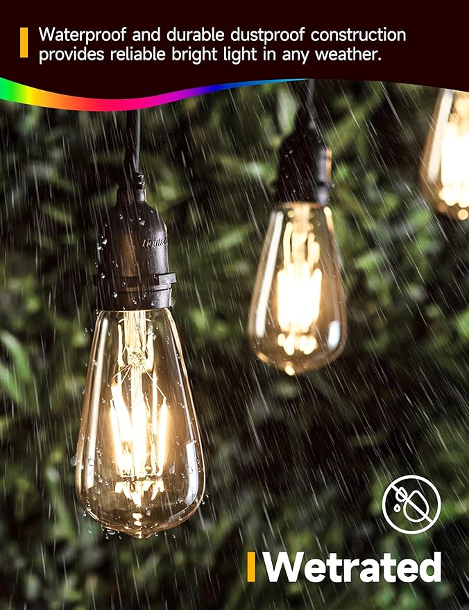 Dusk to Dawn Light Bulbs: Outdoor Light Bulbs, 6W Equivalent 60W Edison Bulbs, 3000K Warm White, Vintage 600LM LED Outdoor Lighting, E26 Base, Photocell Sensor, Automatic Bulb for Porch Patio, 4 Pack