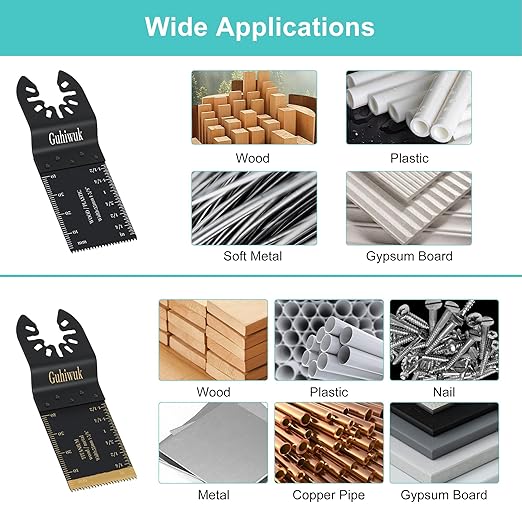 55PCS Oscillating Saw Blades, Quick Release Titanium Multitool Blades for Wood Plastics Metal, Universal Multi Tool Oscillating Blades Kits Fit Dewalt Milwaukee Ryobi Makita Rockwell Fein