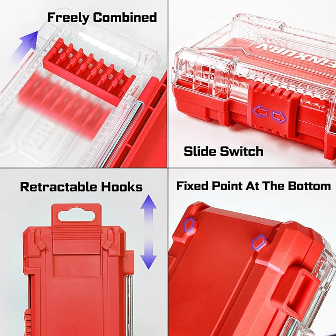 35Pieces Impact Screwdriver Bits Set, Magnetic S2 Steel 1”/2”/3” Phillips/Square/Torx/Slotted Bits Tips,Impact Bit Holder with Red Storage Box Case