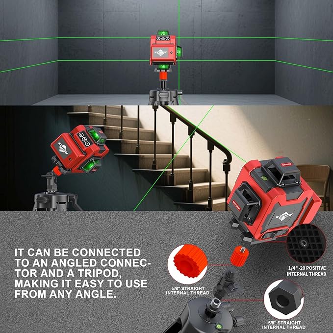 16 Lines Self-Leveling Laser Level with Tripod, 4x360°4D Green Cross Line Vertical & Horizontal Laser for Construction,Home Renovation,Remote Controller&Durable Case