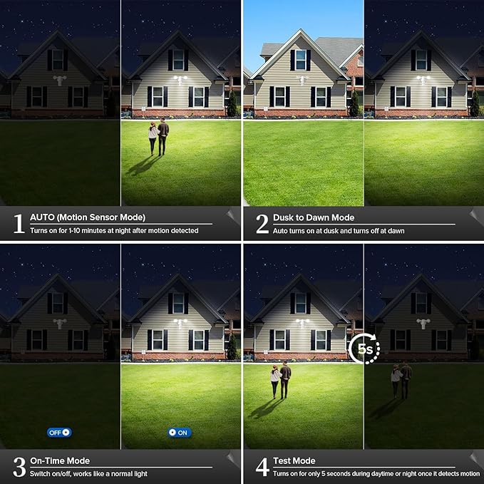 SANSI Upgraded 25W Motion Sensor Outdoor Lights 3000LM Flood Lights Outdoor, 5000K Dusk to Dawn Security Light, 4 Modes, 320°Wide Angle Illumination Super Bright for Garage Yard Patio Wired Not Solar