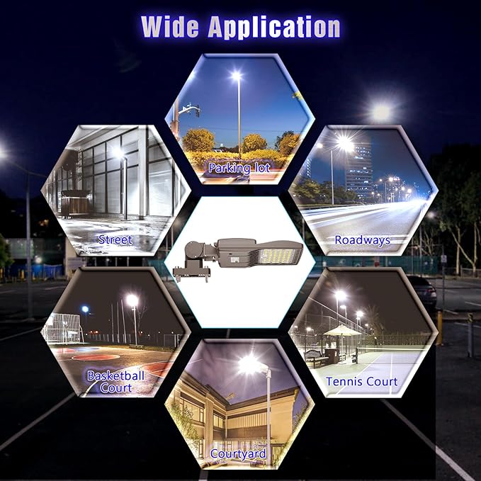 BBESTLED 200 Watts Outdoor LED Lights for Parking Lot Commercial, LED Parking lot Lights Adjustable Arm Mount Industrial UL DLC Listed 28000LM IP65 5000K 100-277VAC, 200W LED Shoebox Pole Light