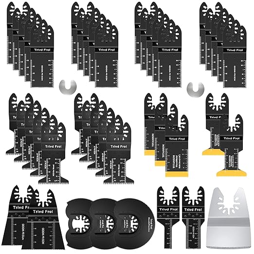 45PCS Oscillating Saw Blades, Professional Multitool Blades for Wood Nails Metal Plastics, Quick Release Multi Tool Blades Kits Fit Dewalt Milwaukee Ryobi Bosch Fein Porter Genesis