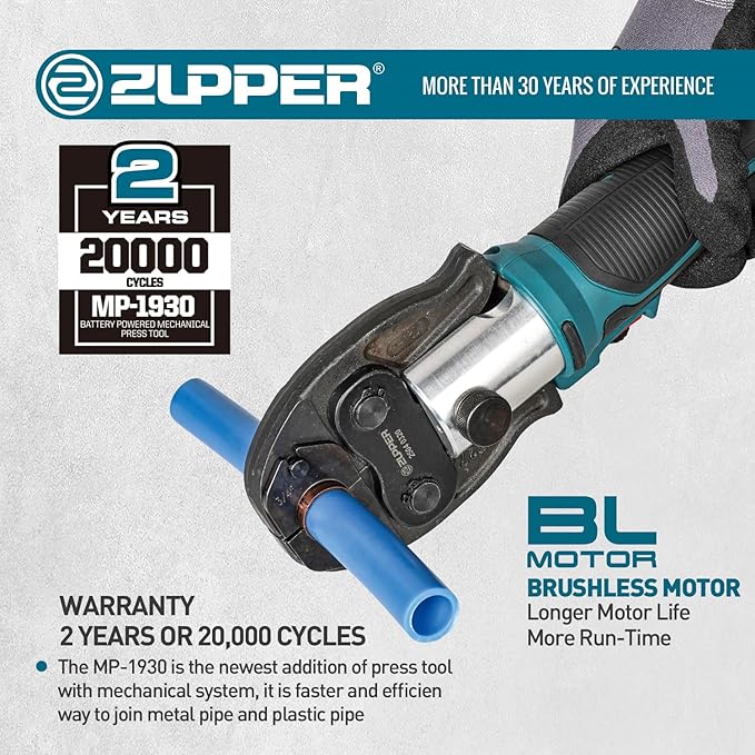 Mini Press Tool kit with 3 PEX Crimp Dies F1807 1/2", 3/4", 1", Brushless Motor, 2pcs Battery, Fast Charger & Carrying Case