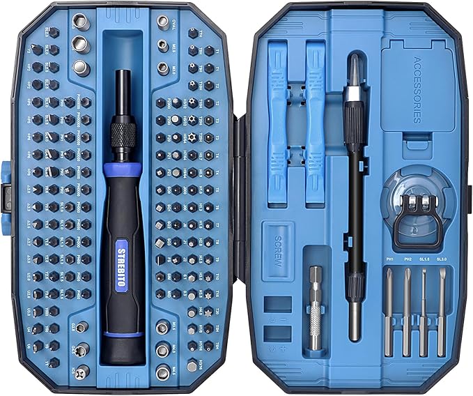 STREBITO Precision Screwdriver Set 153 in 1 Small Magnetic Screwdriver Set with Case, Electronic Repair Tool Kit for Computer, Laptop, iPhone, Macbook, PC, PS5, Xbox Controller, RC, Jewelers, Glasses