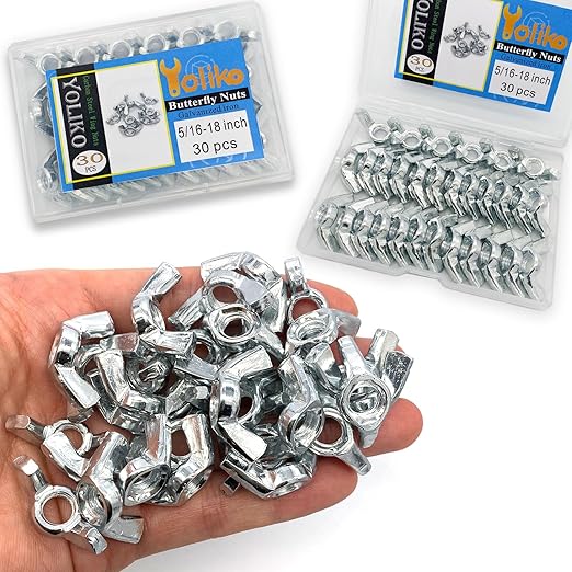 30 PCS 5/16-18 Inch Wingnuts, Quality Carbon Steel Wing Nuts Zinc Plated Fasteners Parts Butterfly Nut, Hand Twist Tighten Hardware Nuts Butterfly Wing-Nut 5/16-18” Assorted Kit