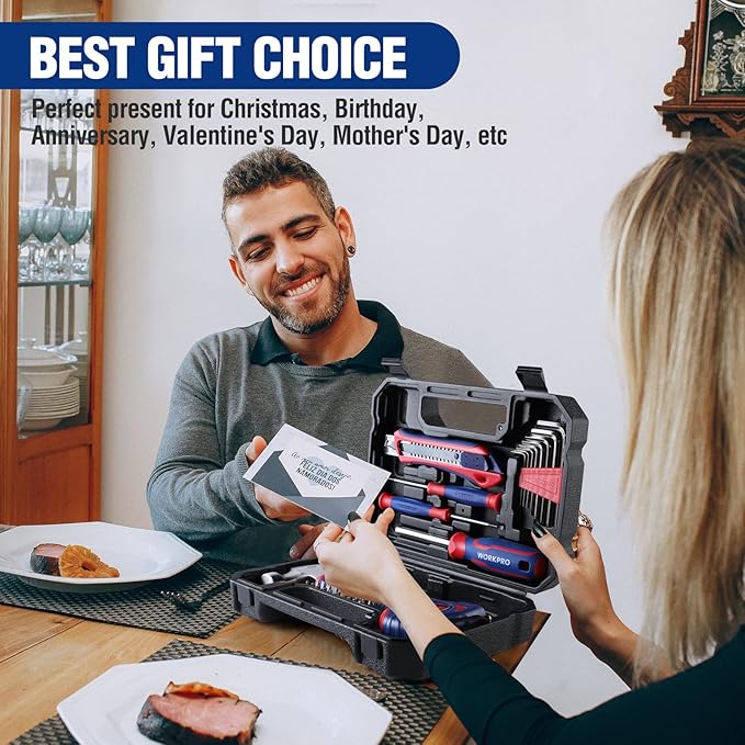 WORKPRO 35-Piece Tools Set, General Household Tool Kit with Storage Toolbox, Basic Tool Set for Home, Garage, Apartment, Dorm, New House, Back to School, and as a Gift