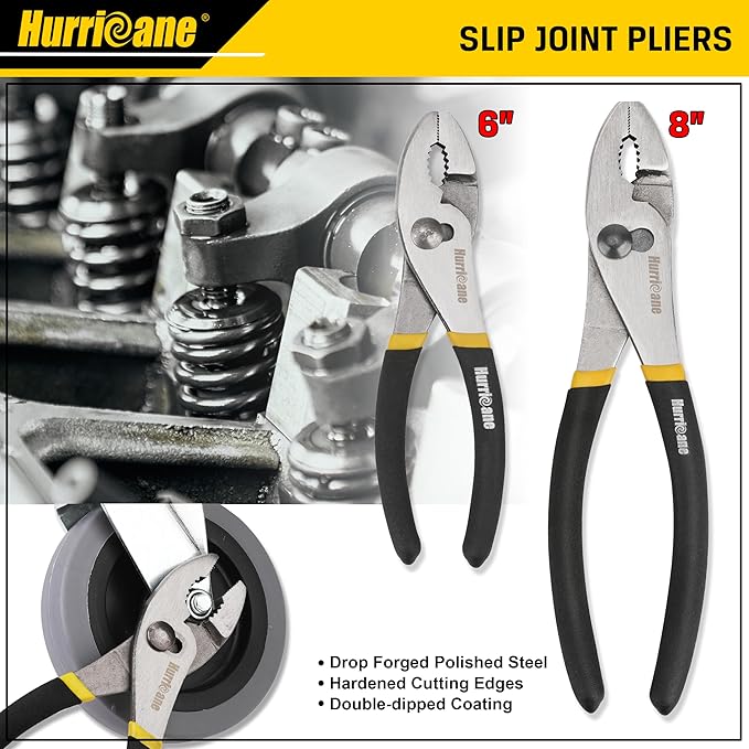 HURRICANE 7-Piece Pliers Set - 8 Inch Groove Joint, Slip Joint, 7 Inch Linesman, 6 Inch Diagonal, Long Nose, Mini Long Nose for DIY & Home Use