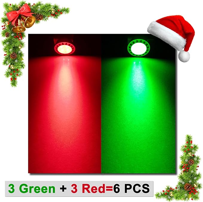 ALIDE Red Green MR11 3W GU4 G4 Led Bulbs 12V, 10W 20W 35W Halogen Equivalent, GU4.0 Bi-Pin Red Green Bulbs for Low Voltage Christmas Holiday Party Decoration Outdoor Tree Landscape Lighting, 6Pcs Mix