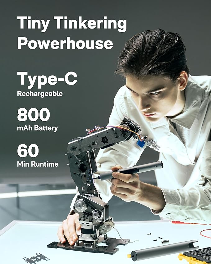 HOTO SNAPBLOQ™ S-A01 3.7V Mini Electric Screwdriver with 56 Bits & 3 Torque Settings, Precision Mini Screwdriver, 250RPM, Brighter LED Light, Repair Tool Kit for Electronics, Phone, Laptop, DIY