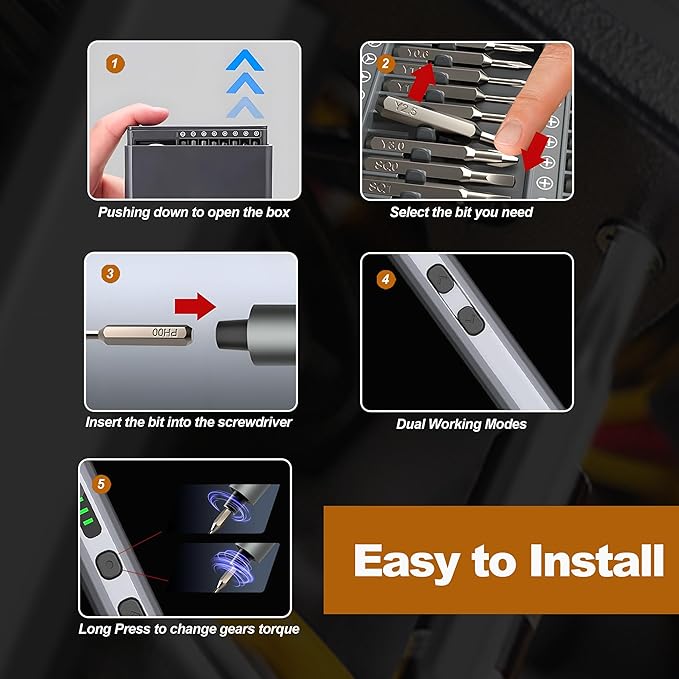 Mini Electric Screwdriver Set, Small Electric Precision Screwdriver with 5 Torque Levels, 68-in-1,Max 0.35 N.m Cordless Power Screwdriver Kit for Laptop, Camera, DIY,Phone & Electronics Repair