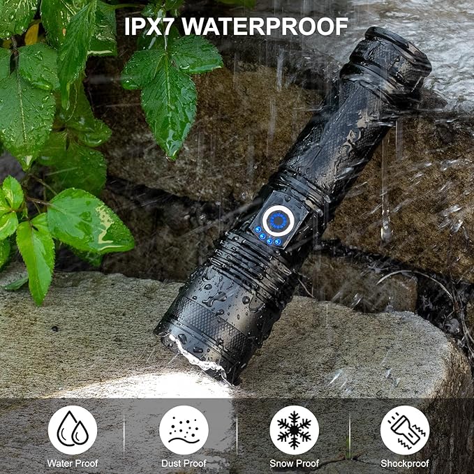 Rechargeable Flashlights 99000 High Lumens 2 Pack, Led Super Bright Flashlight with 5 Modes & IPX7 Waterproof, 15H Running Time, High Powered Flash Light for Home Camping Home Emergencies