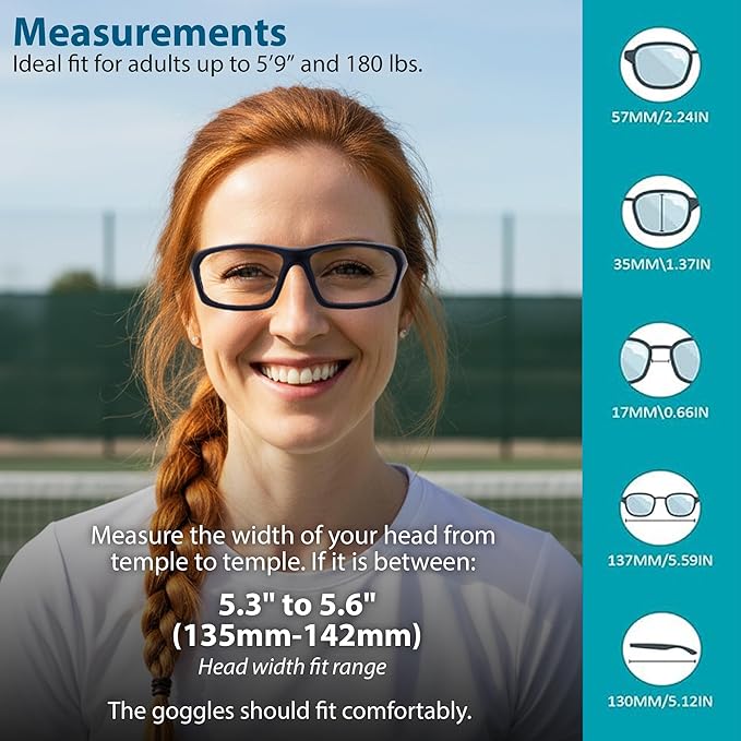 BLUE CUT Sports Protection Goggles, Anti-Fog Lenses Safety Glasses for Basketball, Pickleball and All Outdoor Sports