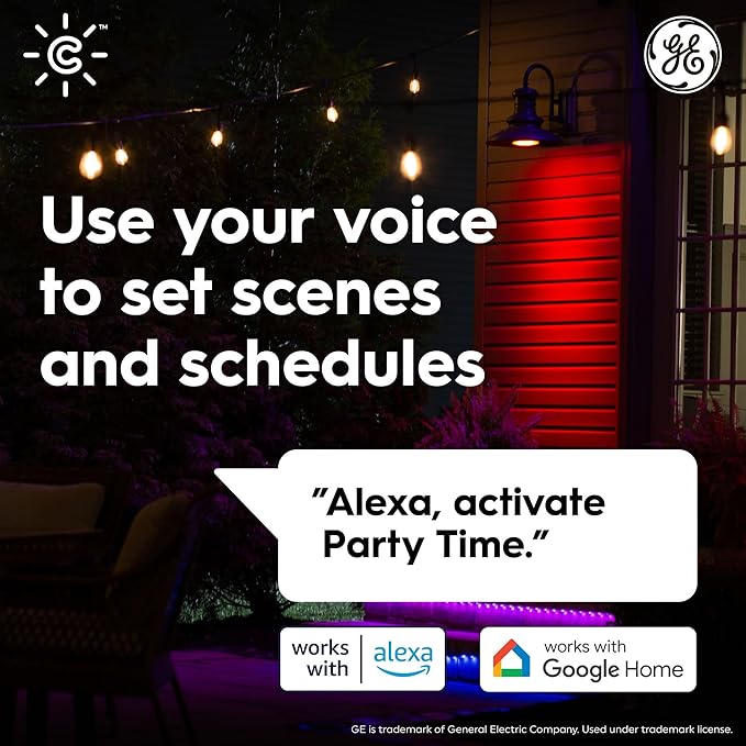 GE CYNC Smart LED PAR38 Flood Light Bulb - WiFi & Bluetooth Color Changing RGB Outdoor Light Bulbs - 90W Equivalent, Compatible with Alexa & Google Home - Dimmable, Long Lasting, Tuneable - Pack of 2