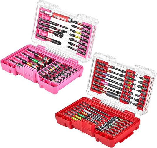 66Pieces Impact Screwdriver Bits Set, Magnetic S2 Steel 1”/2”/3” Phillips/Square/Torx/Slotted Bits Tips,Impact Bit Holder and Nut Driver with Storage Box Case