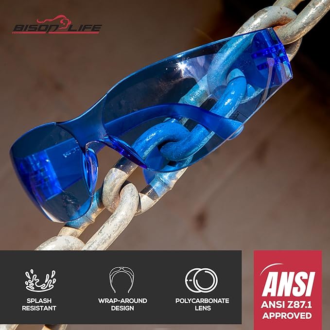 BISON LIFE Keystone Color Lens Safety Glasses | Anti Scratch | Impact Resistance | ANSI Z87.1 Standard | UV 400 Protection