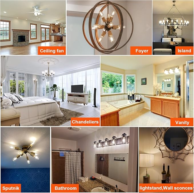 LiteHistory E26 Edison Bulb 6W Equivalent E26 LED Bulb 60 Watt Dimmable Neutral White 4000K E26 Light Bulb AC120V 600lm Tubular T14 T45 LED Bulb for Pendant,Sputnik,Vanity,Chandeliers Pack of 6