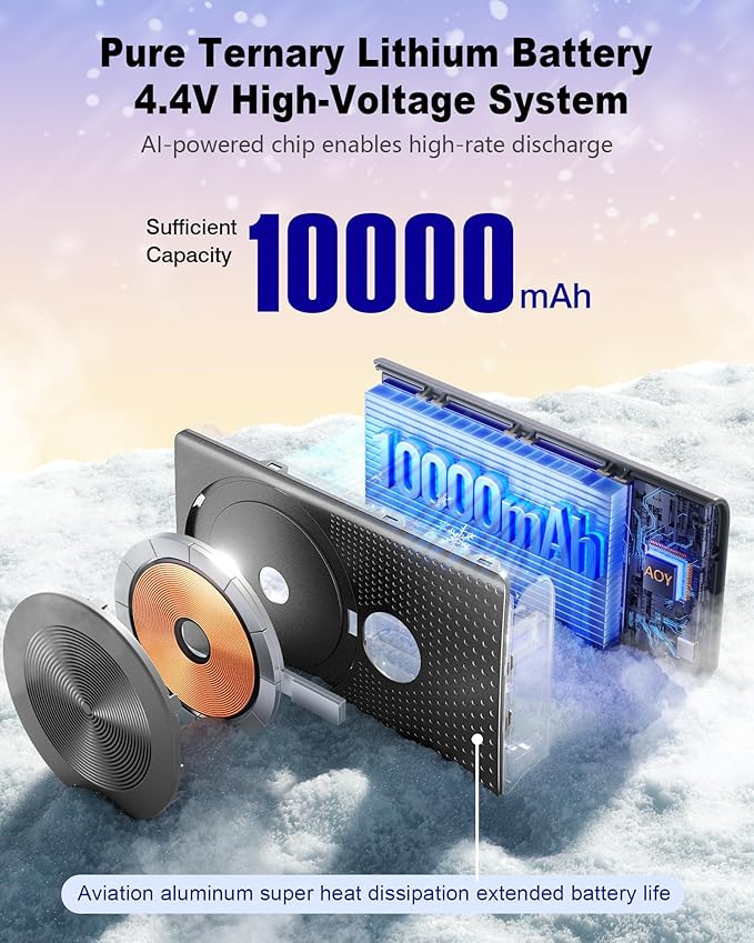 Kesguar Magnetic Portable Charger, 10000mAh 22.5W PD Super Fast Charging Wireless Power Bank. Ultra-Strong Magnet, USB C in&Out Battery Pack for Magsafe, iPhone 16/15/14/13/12 Pro Series, Black