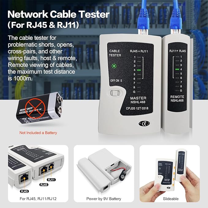 RJ45 Crimp Tool Kit Pass Through Crimper RJ45 Crimping Tool Stripper Cutter Crimper All-in-One for 8P RJ45 Cat5 Cat5e Cat6 6P RJ11/12 Telephone Connectors Network Enthernet Crimper kit (2)