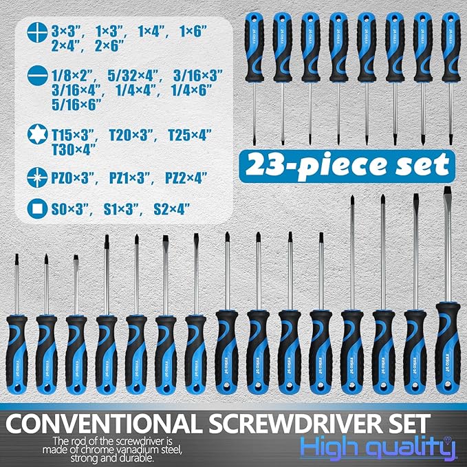 100-Piece Screwdriver Set with Storage Rack, Includes Slotted, Phillips, T-shaped, Z-shaped, Hex, Torx, Square, Precision, Ratchet Screwdriver or Bits, Nut Drivers, Ideal for Household Repair (Blue)