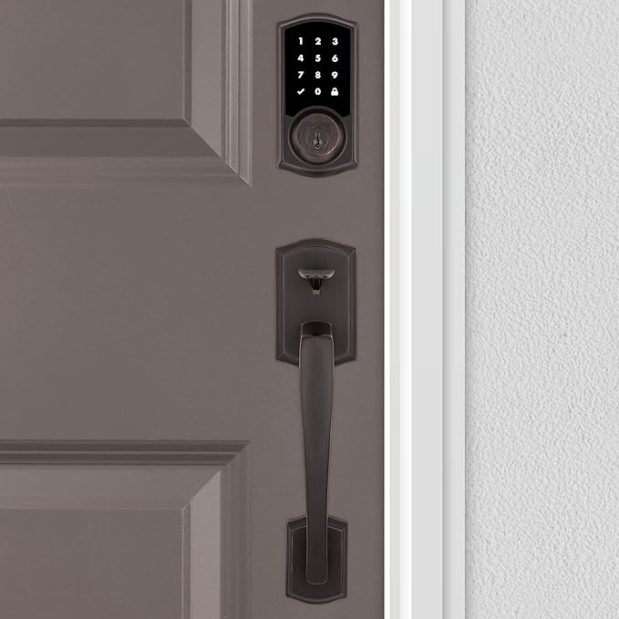 Kwikset SmartCode 916 Z-Wave Smart Lock, Keyless Entry Ring Compatible Door Lock, Touchscreen Electronic Deadbolt, SmartKey Re-Key Security, Smart Hub Required, Traditional Venetian Bronze